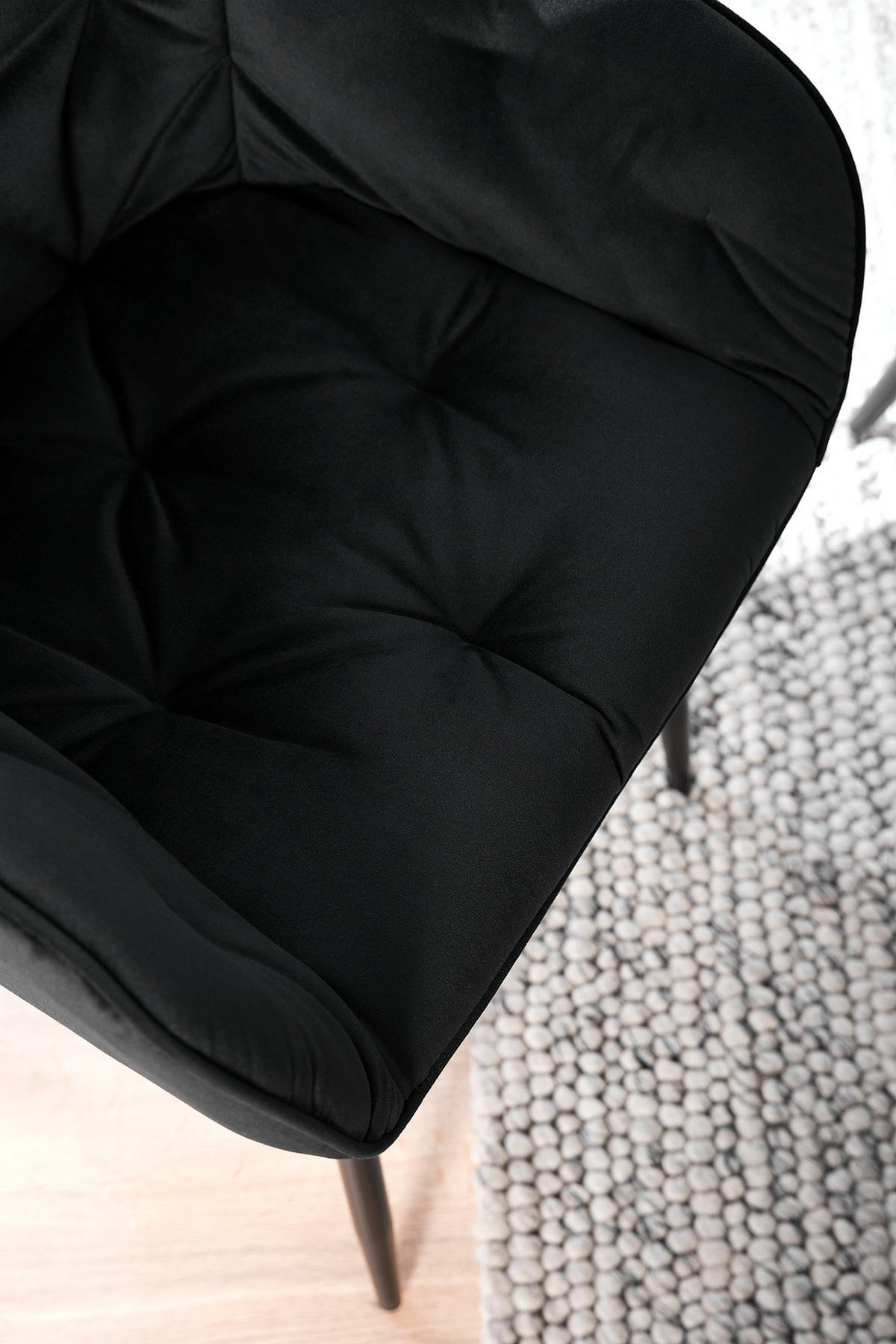 ARMLEHNENSTUHL - Eisen - Schwarz, Textil/Metall (60/84/56cm) - home24