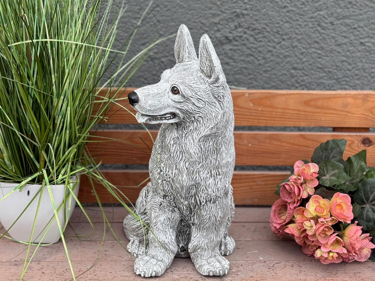 STEINFIGUR Schäferhund gross - Grau, Stein (20/39/17cm) - stoneandstyle