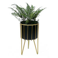 BLUMENHOCKER rund Metall Gold/Schwarz 22/22/40 cm - Gelb, Metall (22/22/40cm) - DanDiBo