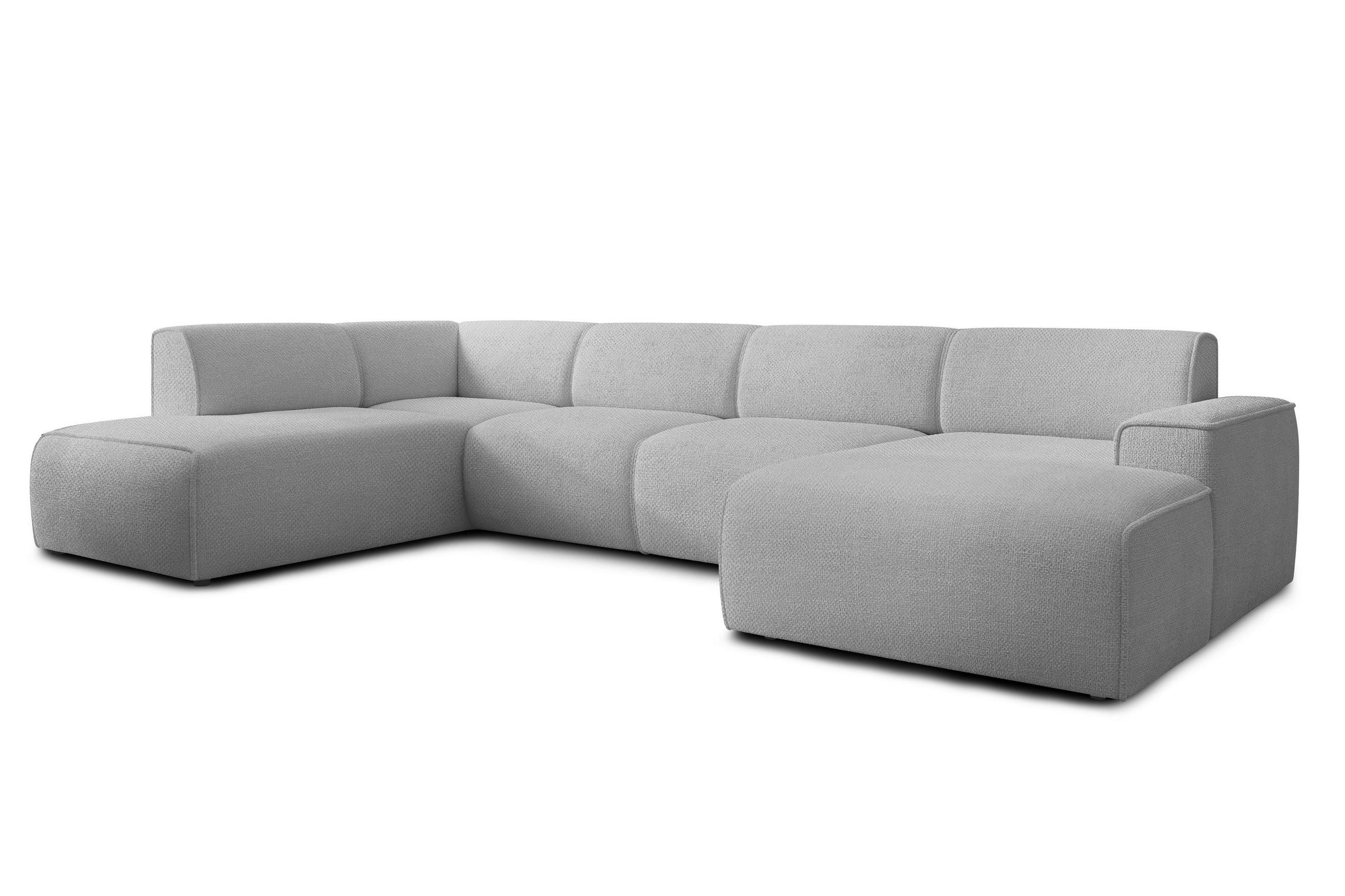 AX Living Wohnlandschaft Hellgrau 220x78x378 cm