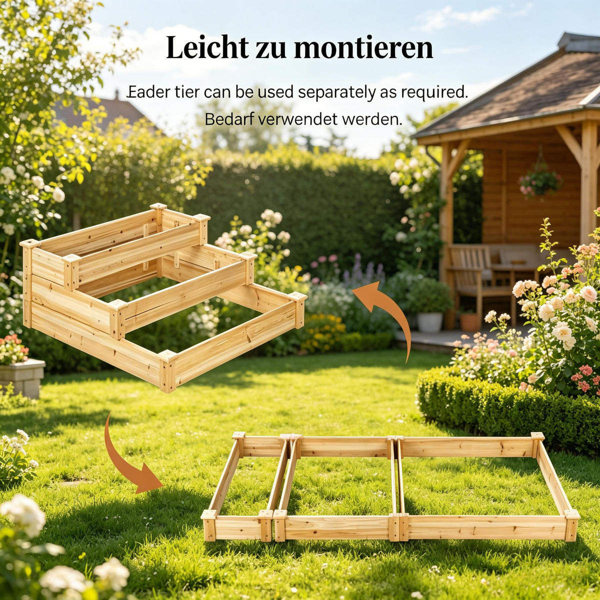 HOCHBEET 92/92/13 cm Naturholzfarbe - Naturfarben, Holz/Metall (92/35/92cm) - Oxeza