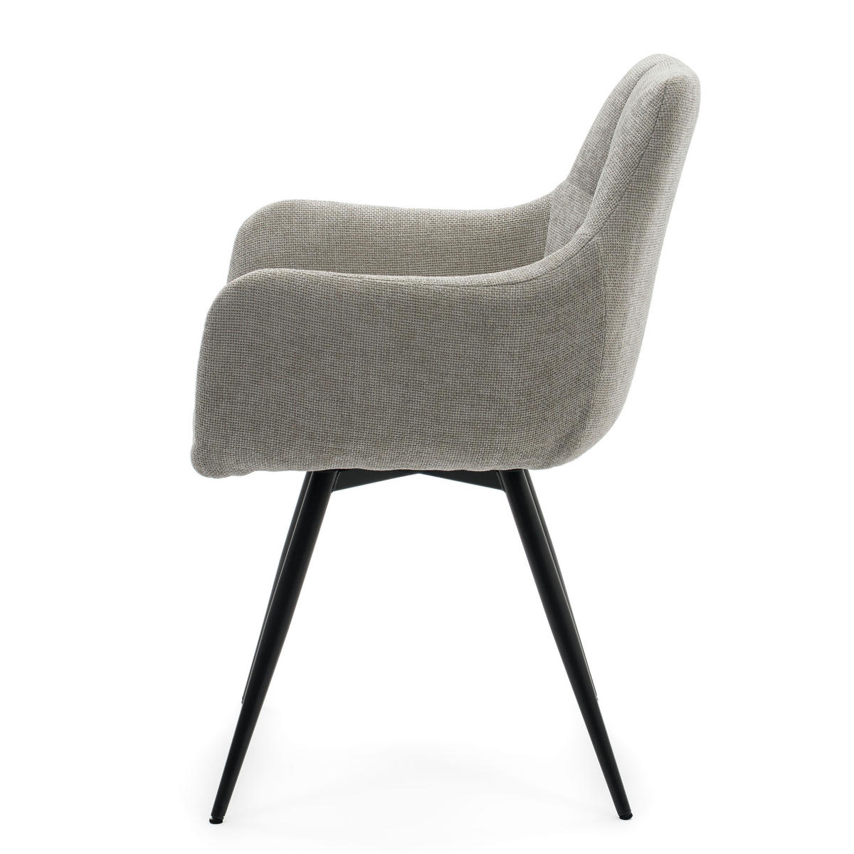 STUHL LUGANO drehbar gepolsterter mit Steppung - hellgrau - Chenille - Hellgrau/Schwarz, Textil/Metall (58/84/59cm) - NEW HOME