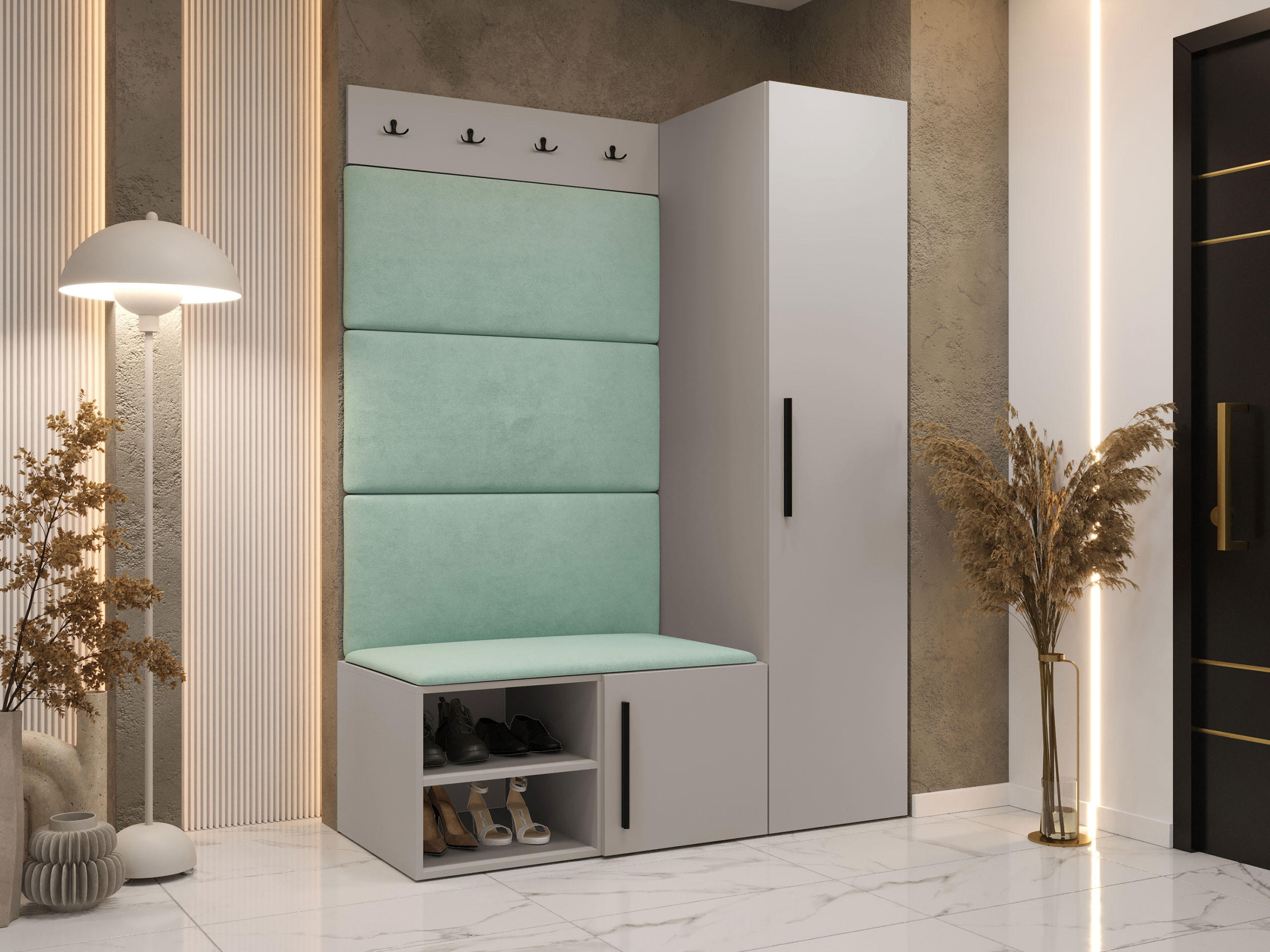 GARDEROBEN-SET Medi II - Kaschmir/Schwarz, Holzwerkstoff/Kunststoff (40/191/50cm) - MIRJAN24