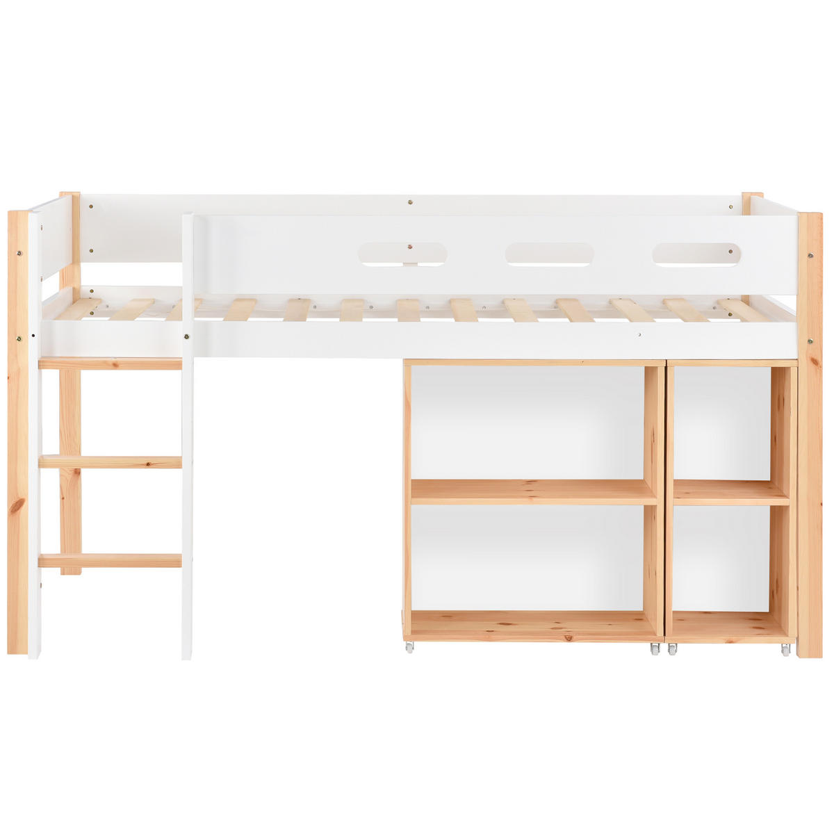HOCHBETT 90x200 cm Treppe Schrank weiß - Weiß, Holz (90/200cm) - LEBENLANG