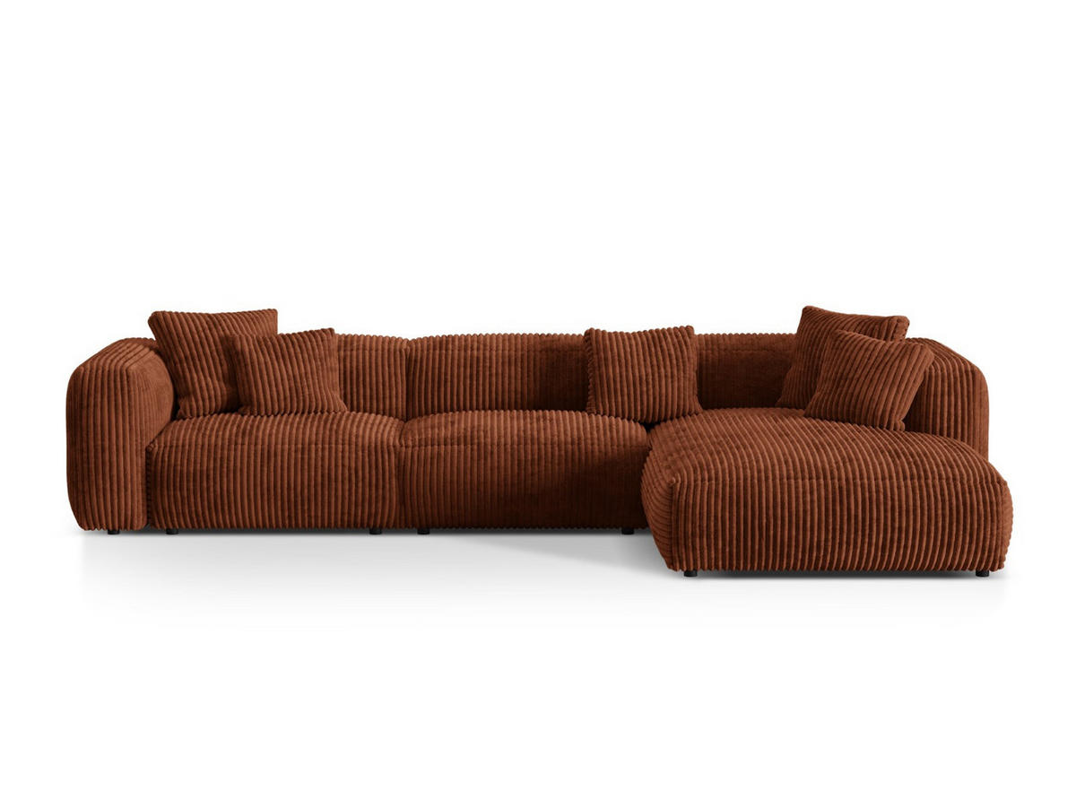 ECKSOFA modular rechts Martina aus Cord ziegelrot 3 Sitzplätze - Orange, Textil (176/332cm) - Micadoni