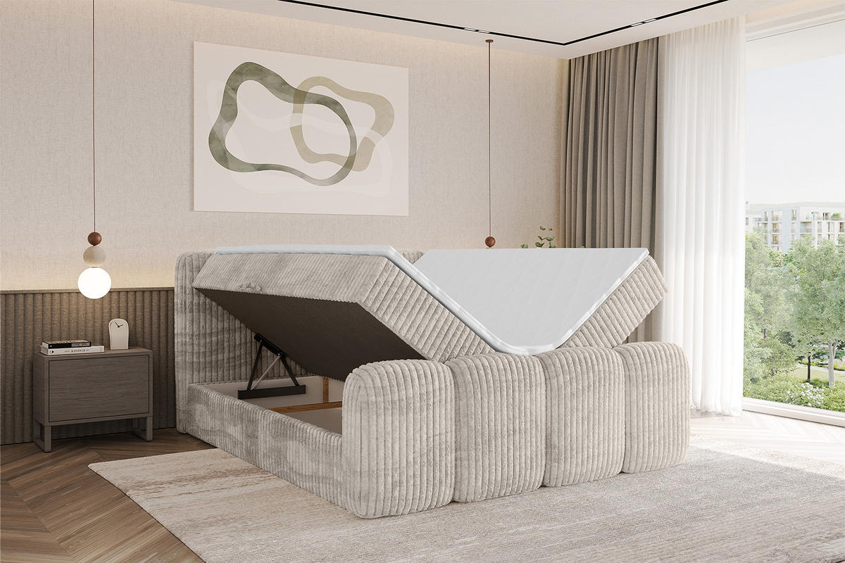 BOXBETT mit Matratze H4 und Lattenrost - NINA-Z - 120x200 cm - Creme - Creme, Holzwerkstoff (120/200cm)