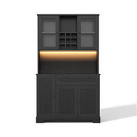 BUFFETSCHRANK Schwarz 105/40/180 cm - Schwarz, Holz (105/180/40cm) - PANGIVO