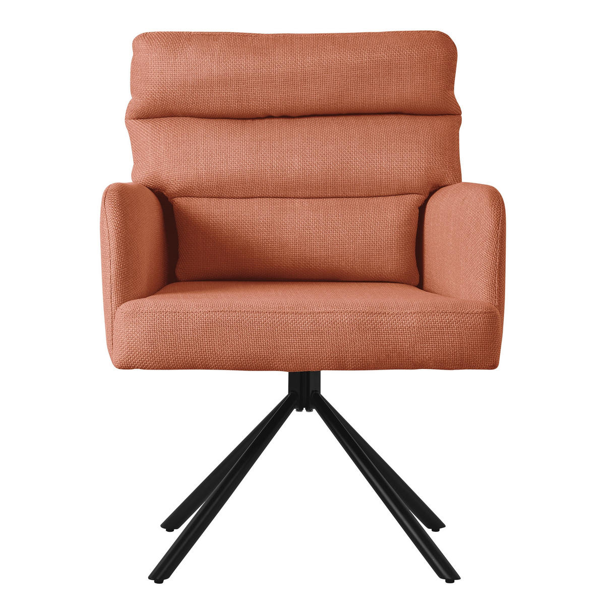 ESSZIMMERSTUHL 4er Set drehbar Orange Stoffbezug - Schwarz/Orange, Textil/Metall (64.5/93/64cm) - ML-DESIGN