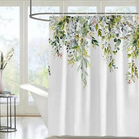 DUSCHVORHANG Grün floral bedruckt wasserdicht schimmelresistent waschbar mit Haken - Multicolor, Textil (180/180cm) - MCBOSON