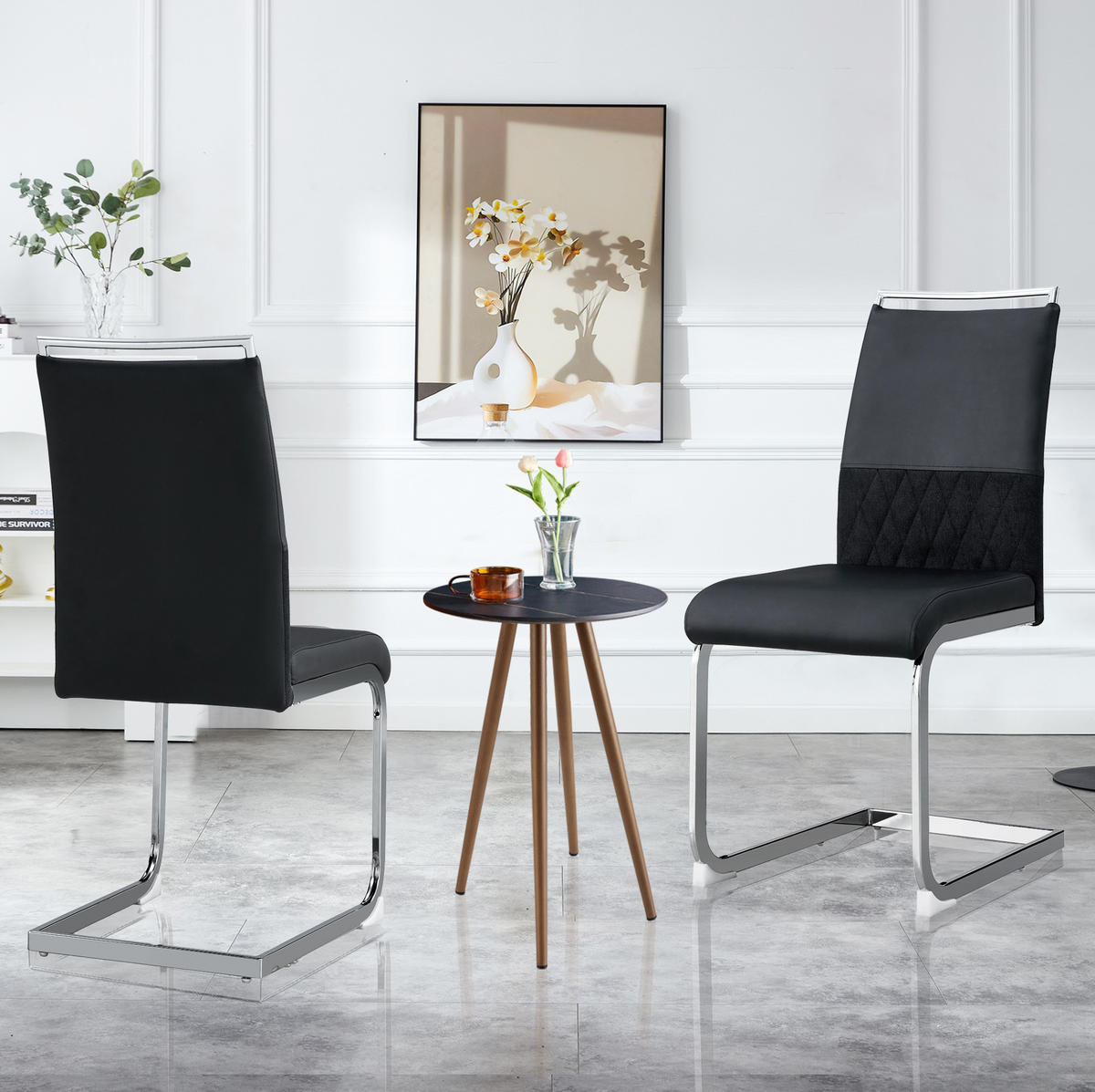 ESSZIMMERSTUHL 2er-Set ergonomisch Metall Schwarz - Schwarz, Metall (42/95/48cm) - Meubliv