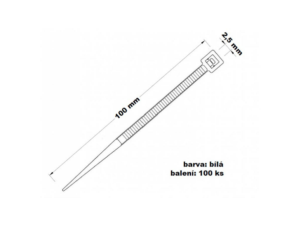 WEIHNACHTSKABELBINDER 100er-Set für Weihnachtsschmuck 2,5 × 100 mm weiß - Weiß, Kunststoff (0.25/0.1/10cm) - LAALU