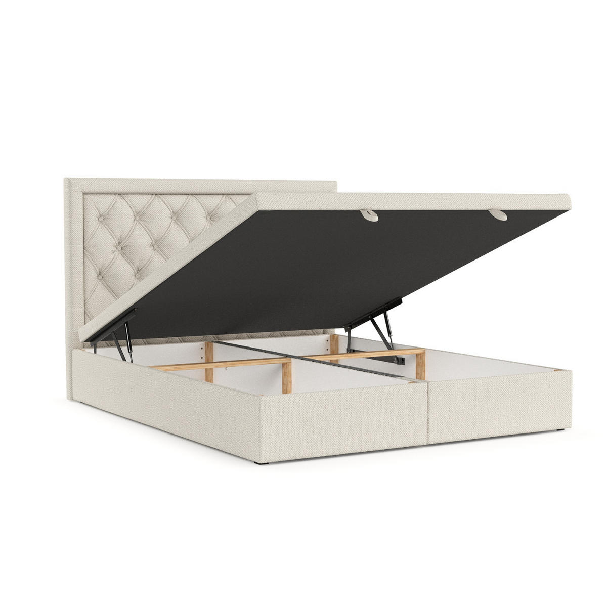 POLSTERBETT Nicobar mit Stauraum 120/200 cm Hellbeige im Alta Stoff - Sandfarben/Schwarz, Holz/Holzwerkstoff (120/200cm) - AltaBeds