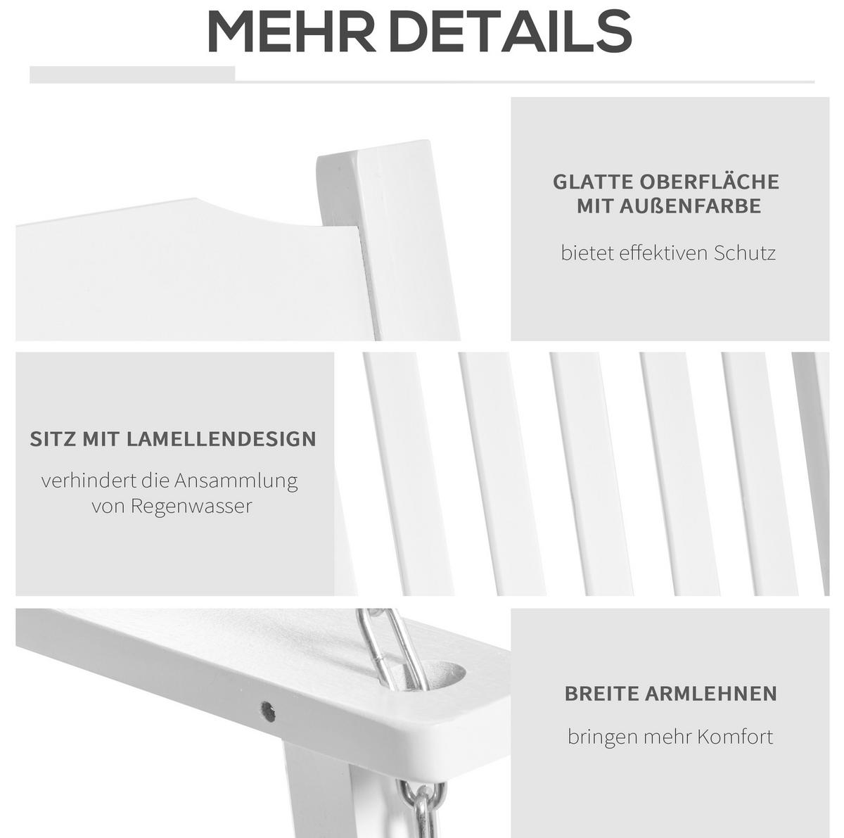 HOLLYWOODSCHAUKEL aus Holz 117x69x60 cm in Weiß für 2 Personen - Weiß, Holz (69/60/117cm) - Modfu