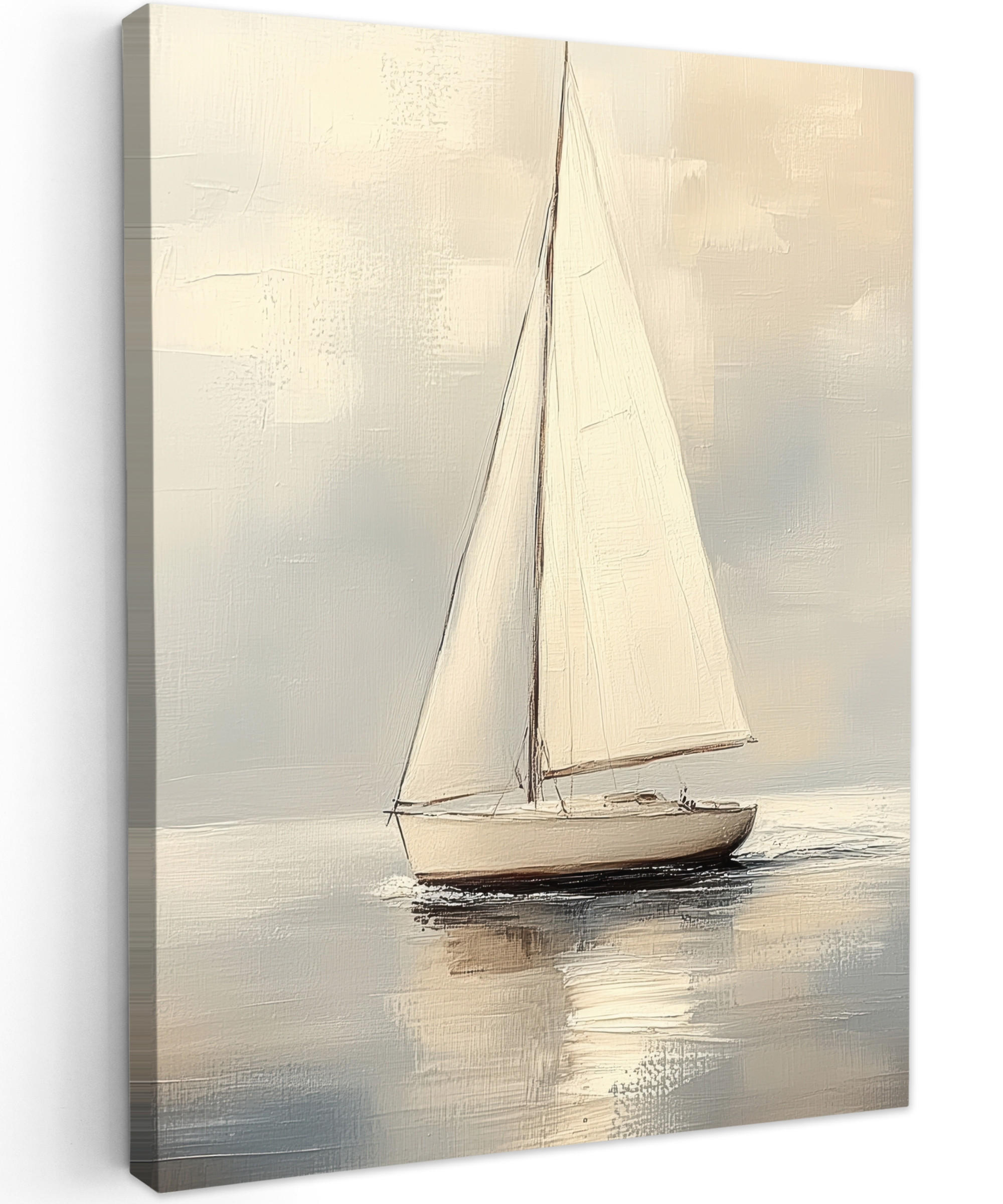 LEINWANDBILD Segelschiff - Meer - Bewölkt 30x40 cm - Creme, Textil (30/40cm) - MuchoWow