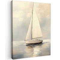 LEINWANDBILD Segelschiff - Meer - Bewölkt 30x40 cm - Creme, Textil (30/40cm) - MuchoWow