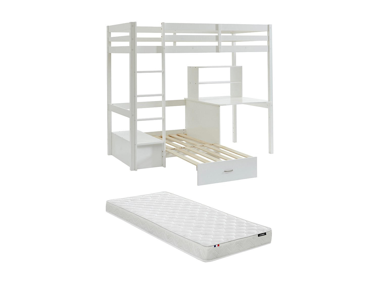 HOCHBETT - 1 -Sitzer - Kiefer - weiß - GOLIATH - Weiß, Holz (96.8/207.8cm) - Vente-Unique