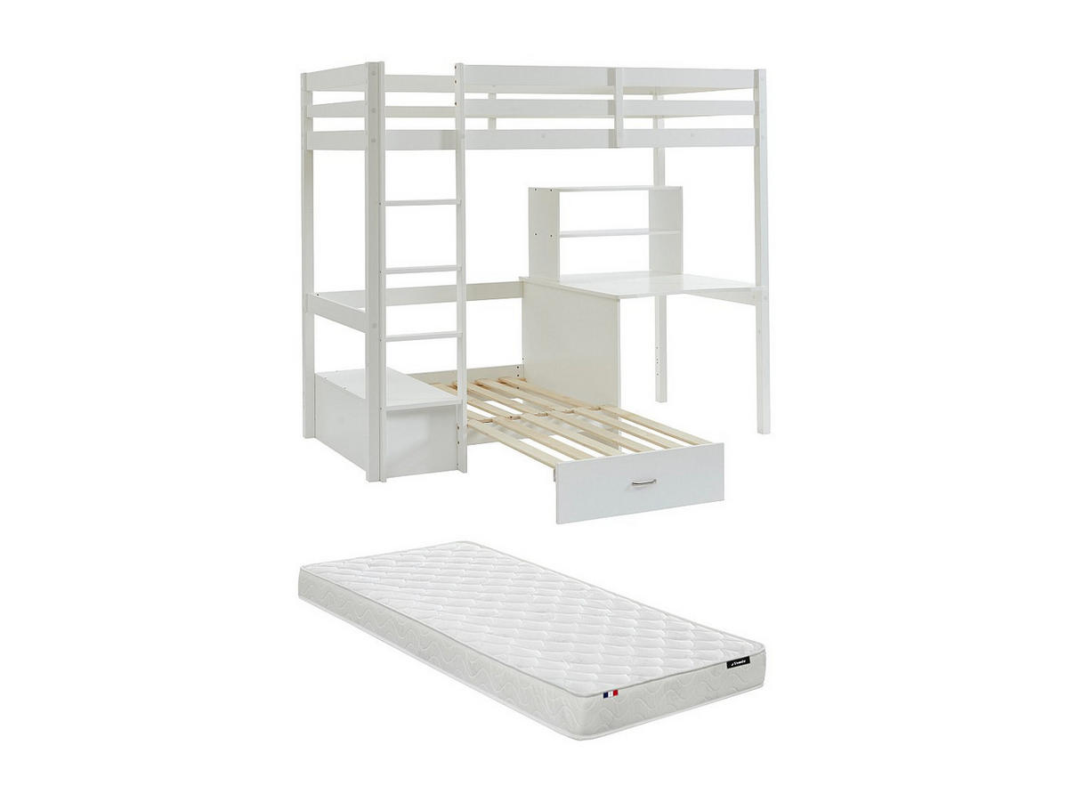 HOCHBETT - 1 -Sitzer - Kiefer - weiß - GOLIATH - Weiß, Holz (96.8/207.8cm) - Vente-Unique