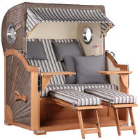 STRANDKORB Baltikum Teak 2,5 Sitzer - Braun/Grau, Holz/Metall (142/170/95cm) - Mr. Deko