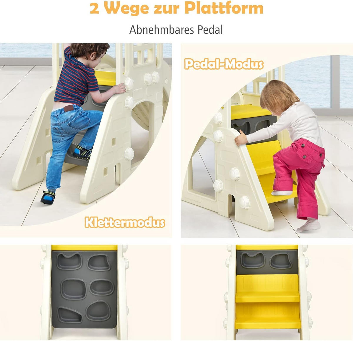 SPIELPLATZ 6 in 1 Kinder Gelb - Gelb, Kunststoff (83/98/190cm) - COSTWAY