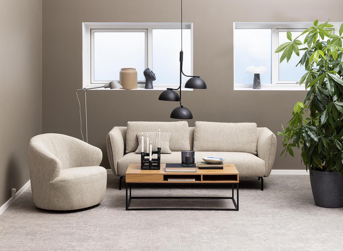 LOUNGESESSEL - Bouclé / Eisen, Beige / Schwarz - Beige/Schwarz, Textil/Metall (80/77/80cm) - home24