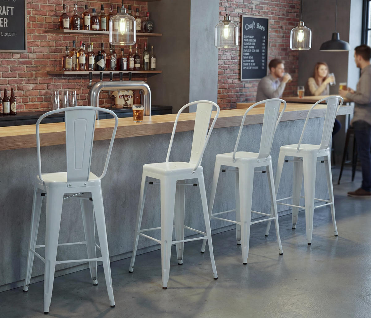 BARHOCKER METALL Weiß 2er-Set - Weiß, Metall (50/117/45cm) - MCW