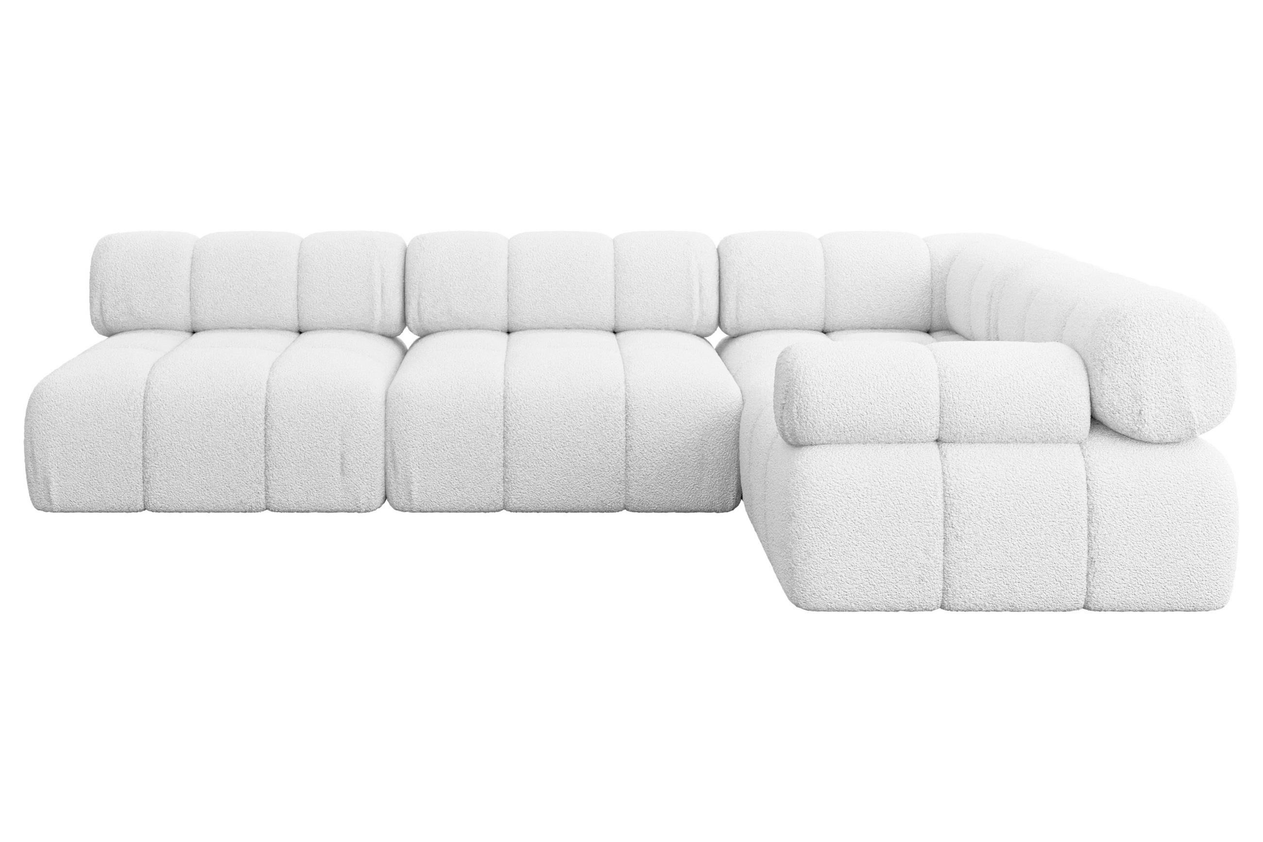 ECKSOFA modulares Sofa Mende-L2 - 285x190x70 cm Weiß Bouclé - Weiß, Holzwerkstoff/Textil (285/190cm) - ALTDECOR