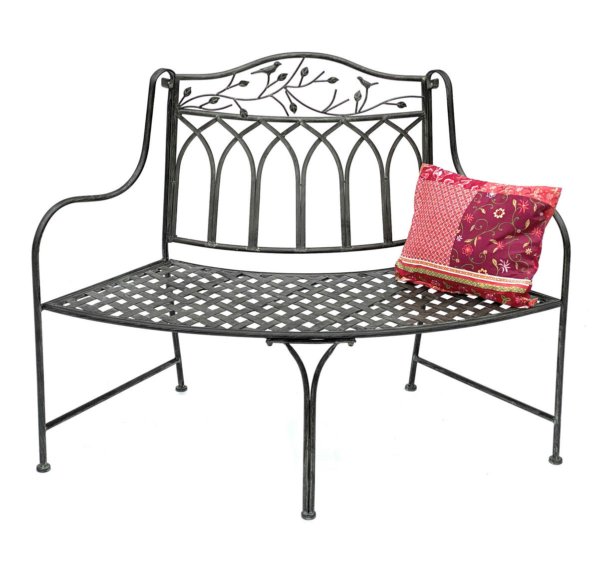 GARTENBANK Halbrund aus Metall Braun 125 cm 96002 - Braun, Metall (125/96.5/66cm) - DanDiBo