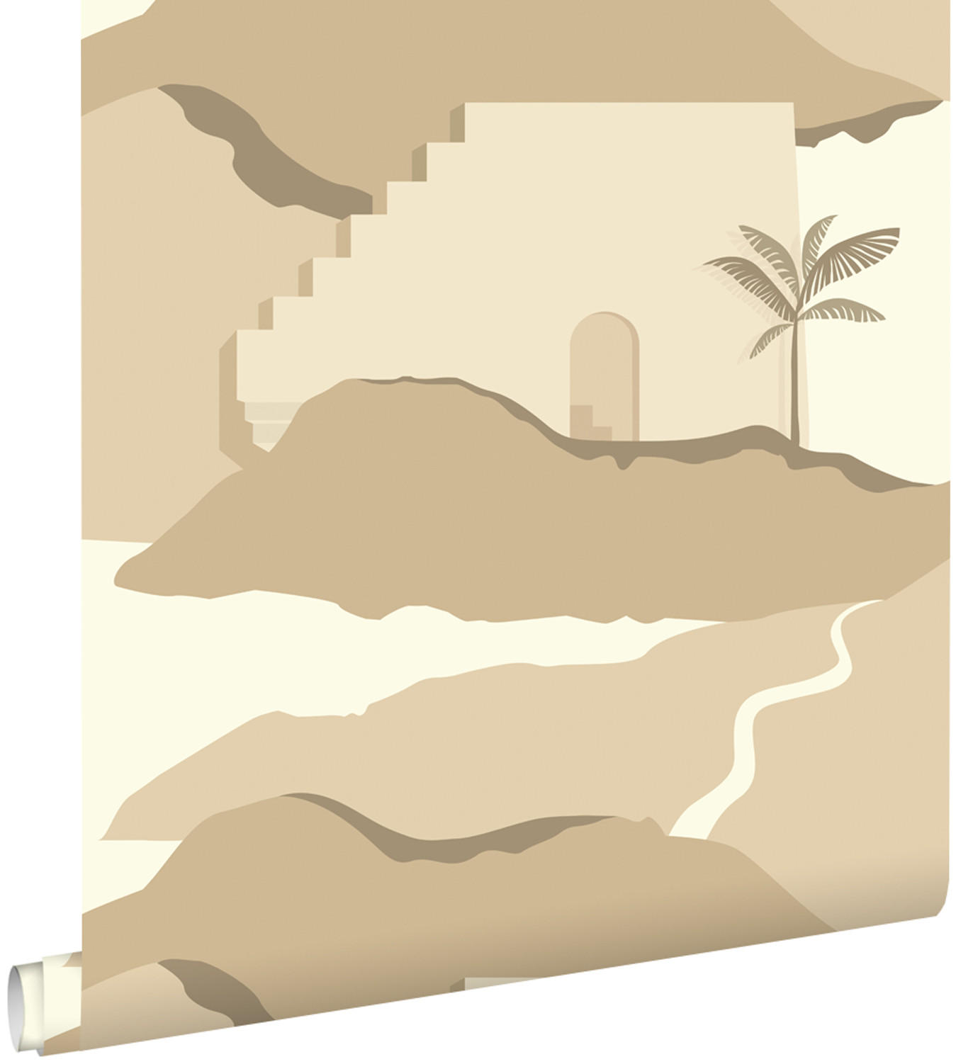 TAPETE Mediterrane Häuser 50 x 900 cm - Beige, Papier (50/900cm) - ESTAhome