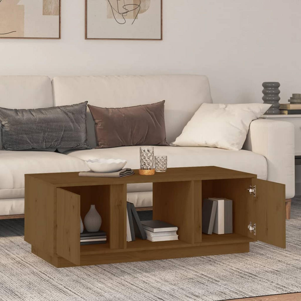 COUCHTISCH Honigbraun 110x50x40 cm Massivholz Kiefer - Braun, Holz (50/110/40cm) - furnicato