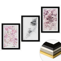 WANDBILDER 3er-Set - 20x30 cm Schwarzer Rahmen - Pfingstrosenporträt einer Frau in Schwarzweiß - Schwarz, Kunststoff (20/30cm) - ArtPrintCave