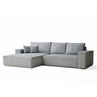 ECKSOFA MIT SCHLAFFUNKTION Maze Hellgrau Samtstoff - Hellgrau/Schwarz, Holz/Holzwerkstoff (294/185cm) - Maison de Reve