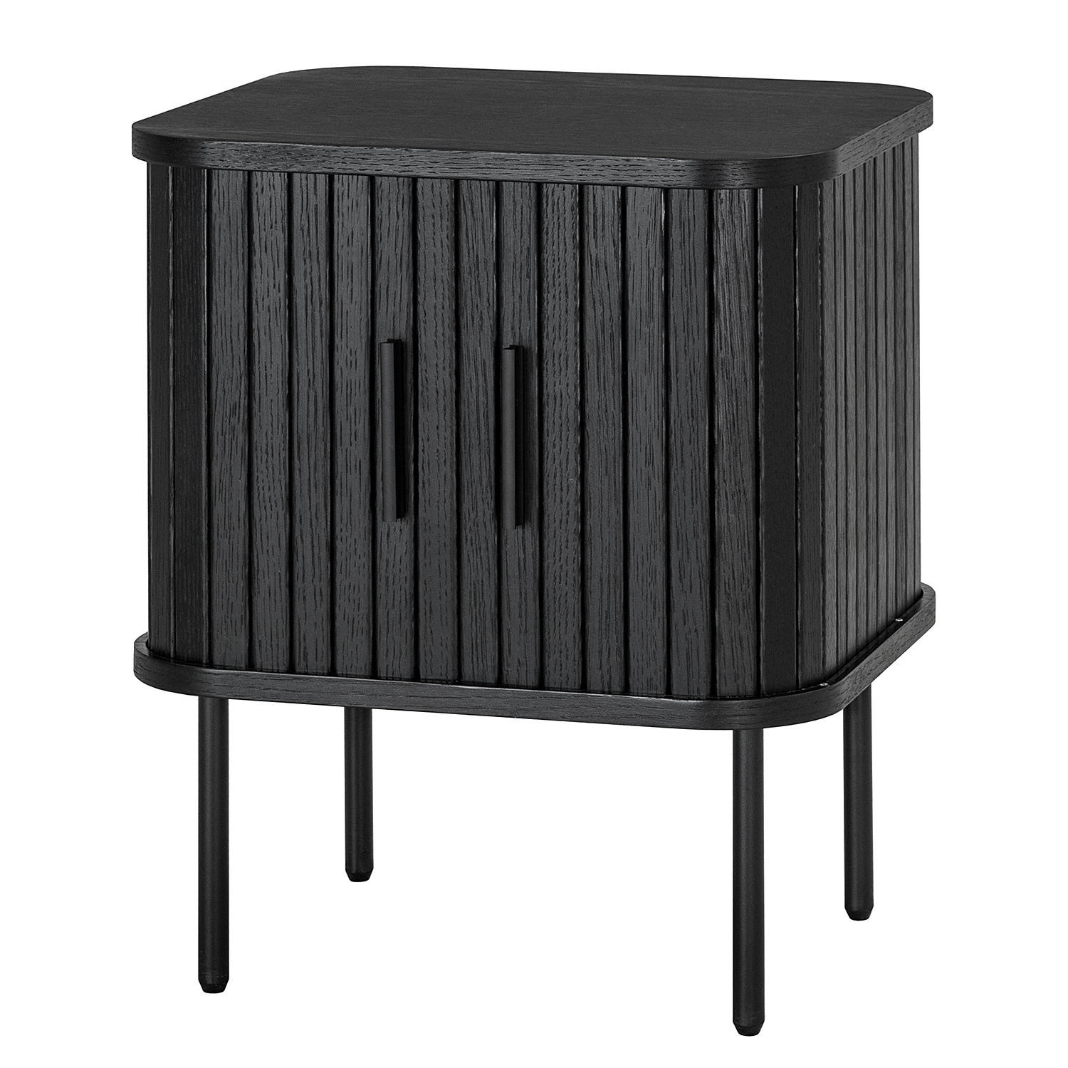 NACHTKOMMODE - MDF / Metall - Eiche - Eichefarben/Schwarz, Holzwerkstoff/Metall (45/55/40cm) - home24