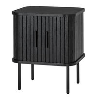 NACHTKOMMODE - MDF / Metall - Eiche - Eichefarben/Schwarz, Holzwerkstoff/Metall (45/55/40cm) - home24