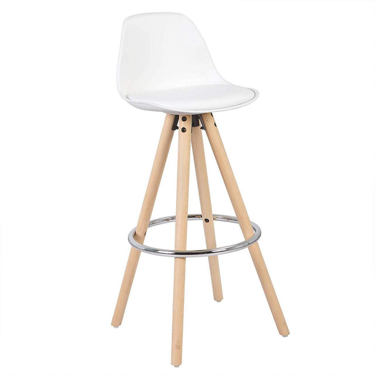 BARHOCKER Kunstleder, Holzgestell, Weiß - Eichefarben/Weiß, Holz/Kunststoff (38.5/96.5/38.5cm) - Woltu