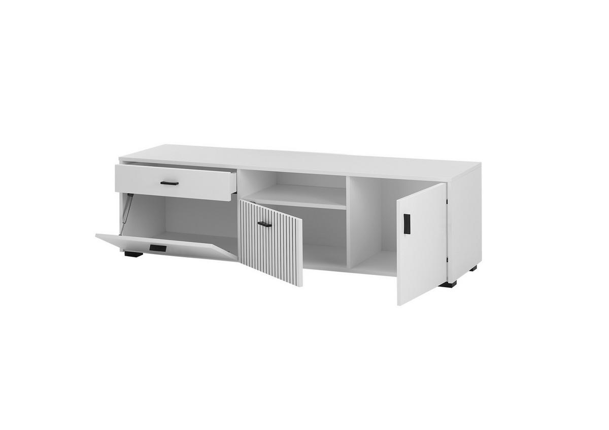 LOWBOARD M17 Weiß Matt & Schwarz 150/44/42 cm schmal - Weiß, Holzwerkstoff (150/44/42cm) - Livojo
