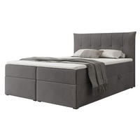 BOXBETT CHESTER 160/200 cm mit Matratze und Topper, Grau - Grau, Holzwerkstoff/Textil (160/200cm) - Idohome
