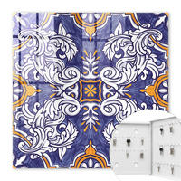 SCHLÜSSELBOX Weiß 30x30 cm – Türöffnung nach rechts - Pflanzenornament - Blau, Metall (30/30/5cm) - TULUP