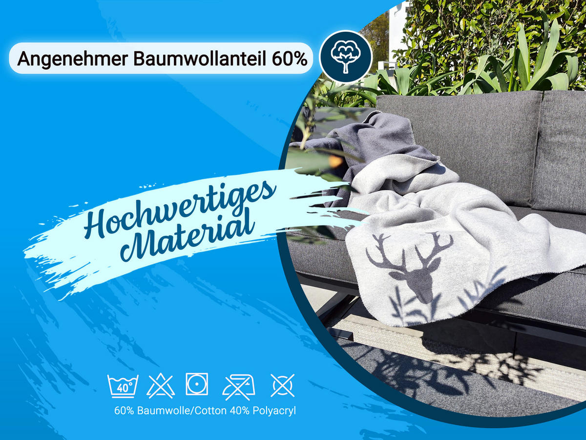 KUSCHELDECKE, 150x200 cm, 60% Baumwolle, 40% Polyacryl, Grau - Grau, Naturmaterialien (150/200cm) - Zollner