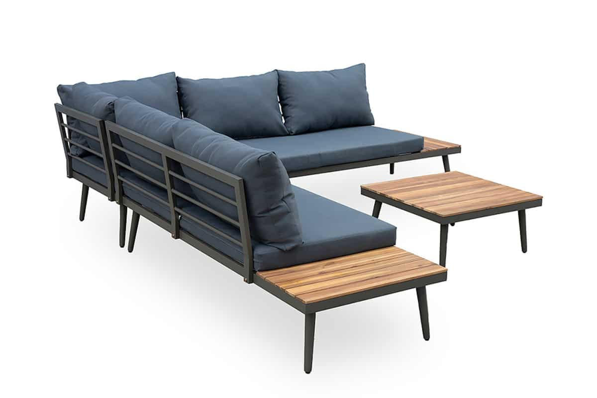 GARTEN-LOUNGE CANNES Akazie Anthrazit|Natur 250cm - Grau, Naturmaterialien/Holz - riess-ambiente