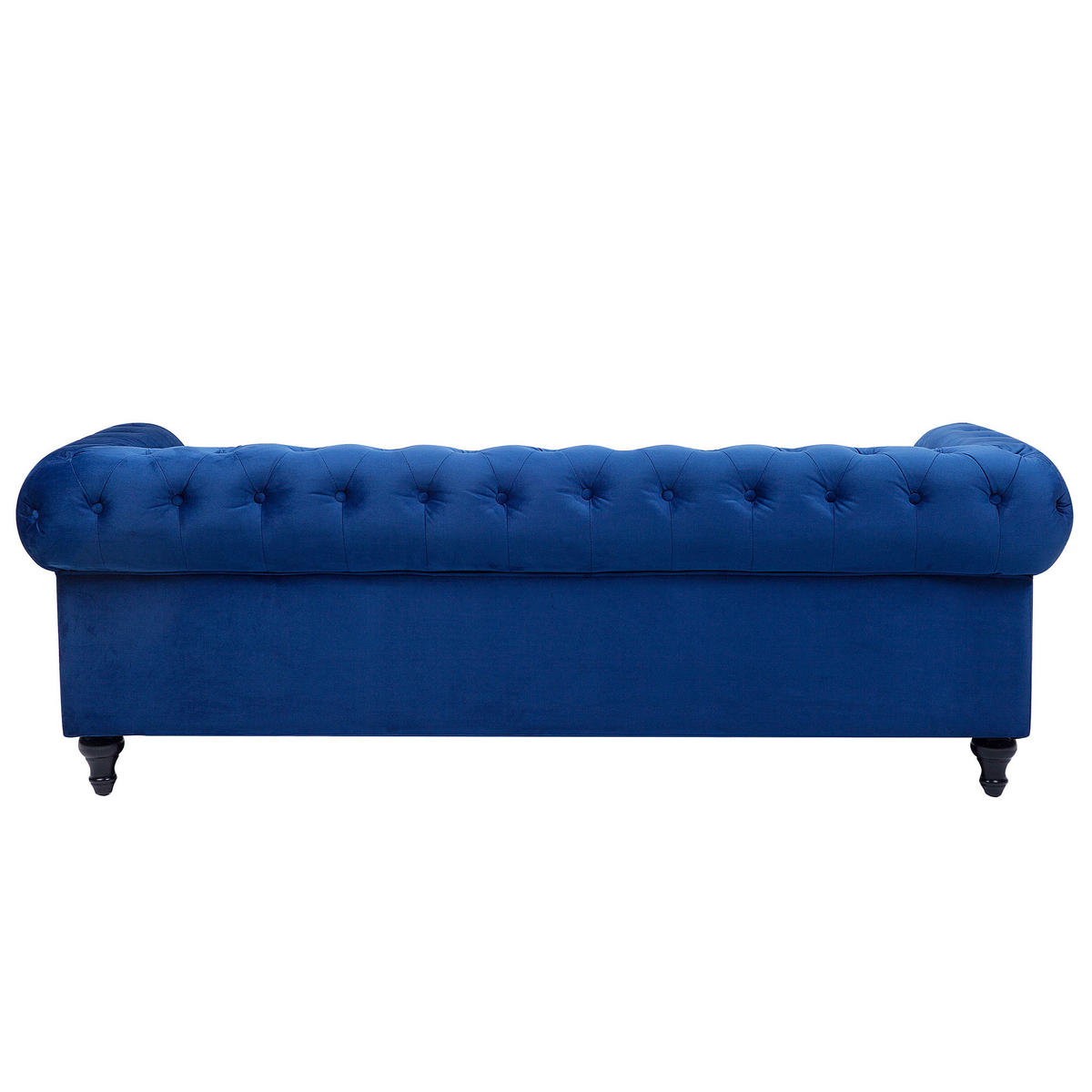 3-SITZER-SOFA Samtstoff Kobaltblau Chesterfield - Hellblau, Textil (201/70/75cm) - Beliani