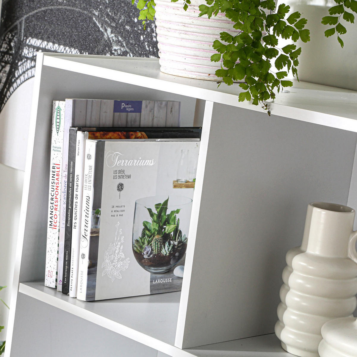 REGAL zur Aufbewahrung mit 8 Fächern - L62 x H123 cm - Weiß, Holzwerkstoff (62/123/29.5cm) - Calicosy