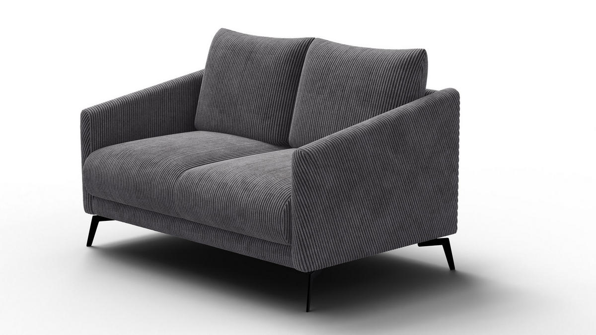 SOFA VILT 2-Sitzer, dunkelgrau - Dunkelgrau/Schwarz, Holzwerkstoff/Textil (142/89/94cm) - Courtois Laville