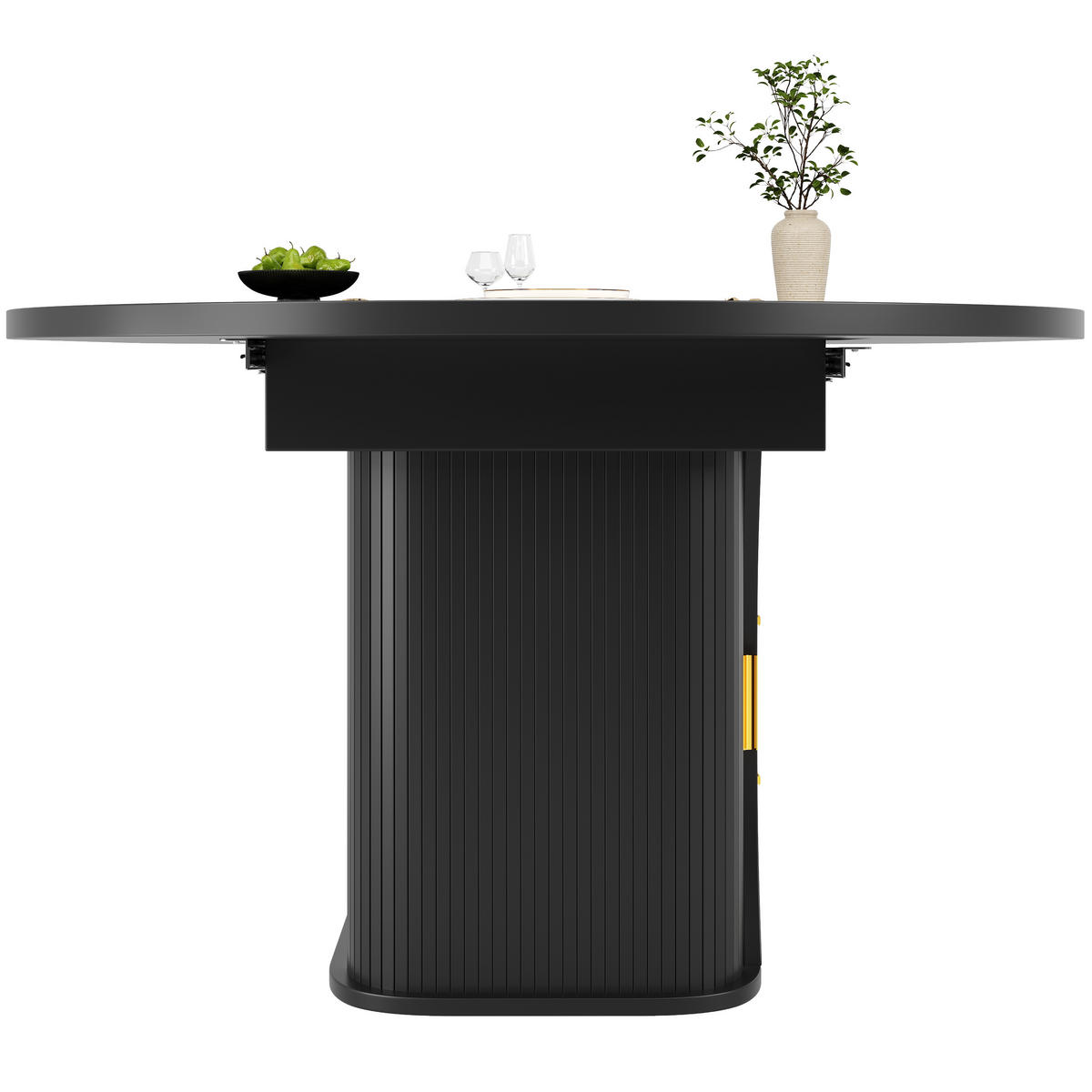ESSTISCH ausziehbar 118-158/118/77 cm mit Rattan-Schubladen DE-39624 Schwarz - Schwarz, Holzwerkstoff (118/118/77.1cm) - ComfortXL