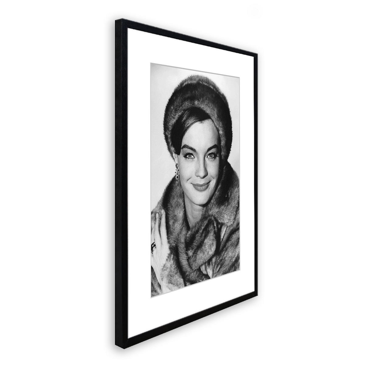 BILD mit Rahmen 51x71 cm Romy Schneider Schwarz-Weiß - Weiß, Holz (51/71cm) - artissimo