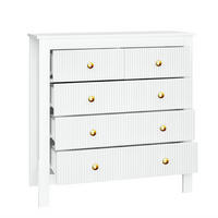 SIDEBOARD mit 5 Schubladen 80,5/39,5/79 cm in Weiß mit goldfarbenen Griffen - Weiß, Holzwerkstoff (79/80.5/39.5cm) - BEAOK