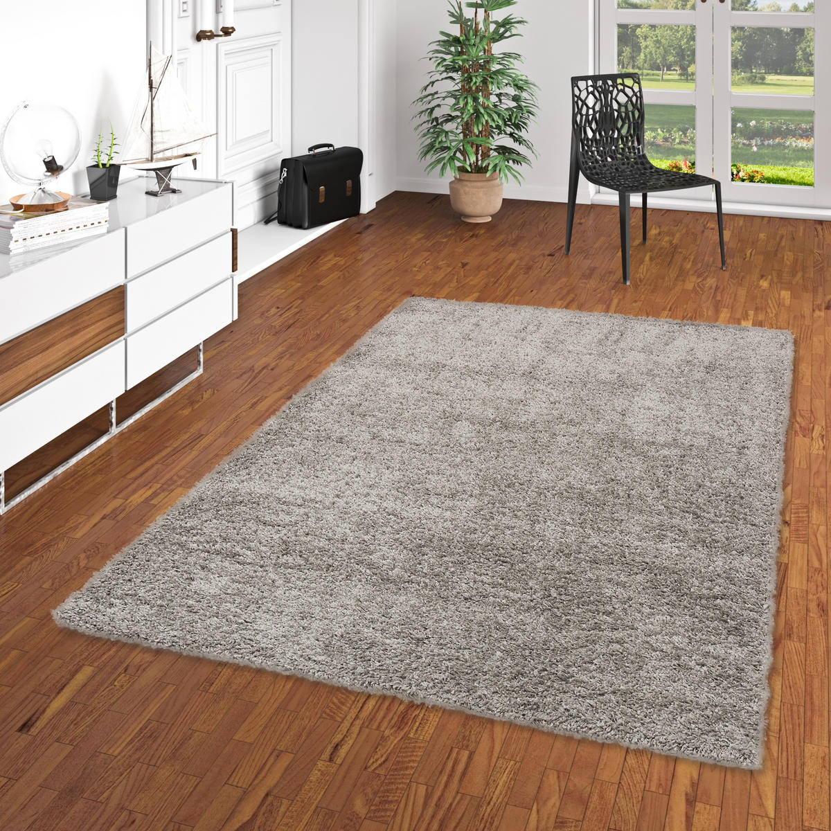 HOCHFLOR LANGFLOR SHAGGY TEPPICH FLUFFY - Grau, Textil (200/290cm) - Pergamon