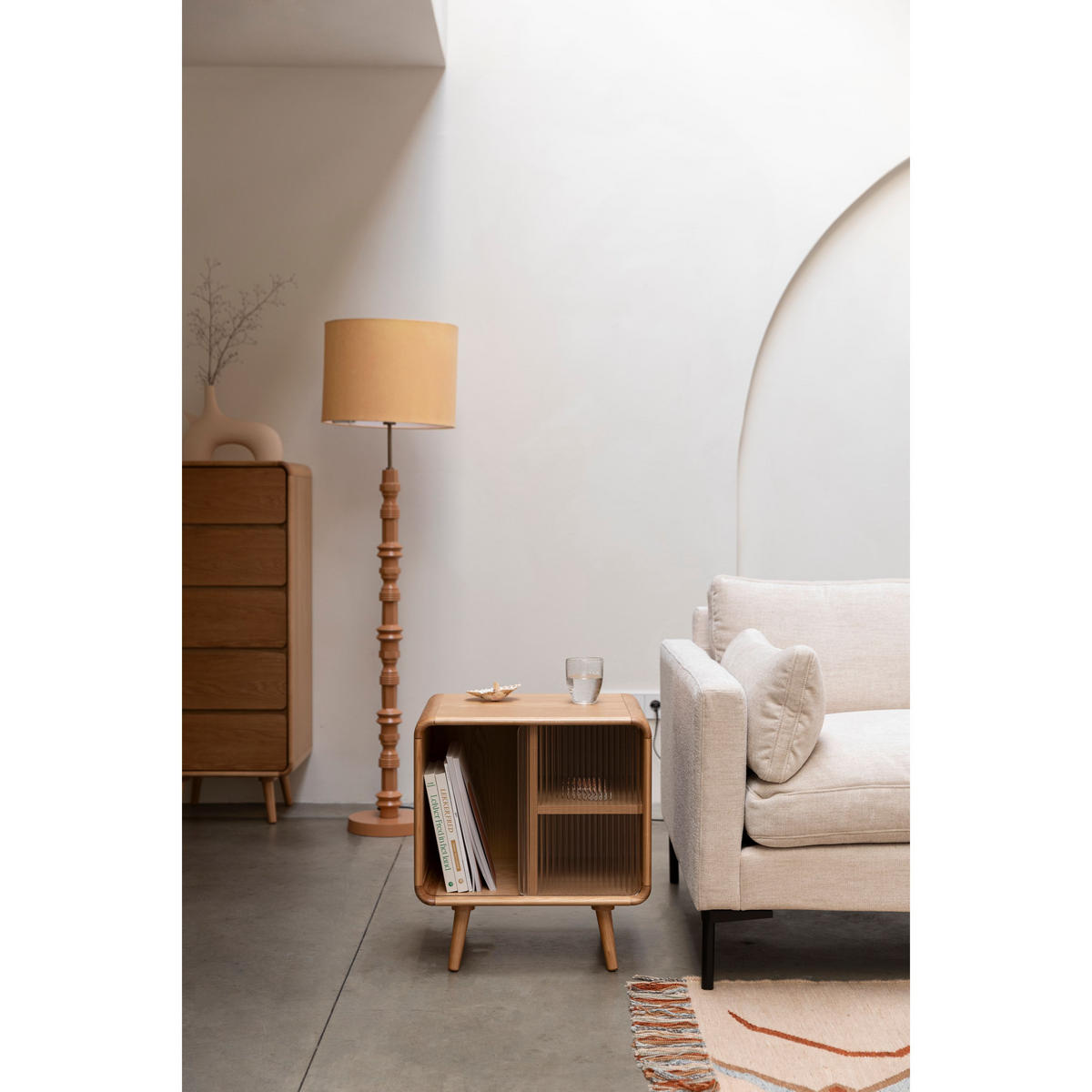 BEISTELLTISCH Rise Nachttisch Natural - Beige, Holz (40/50/55cm) - Zuiver