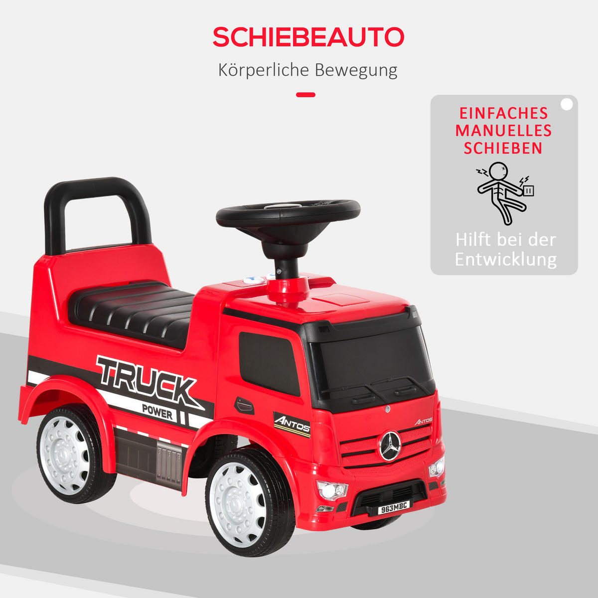 KINDER RUTSCHAUTO, Rot+Schwarz/Weiß+Schwarz, Metall+ PP-Kunststoff - Rot, Metall (62.5/28.5/45cm) - HOMCOM