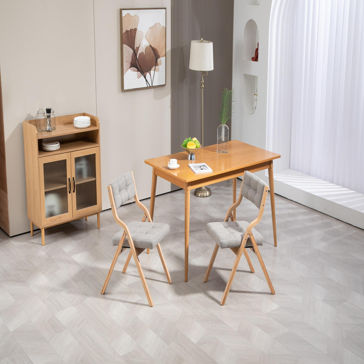 KLAPPSTUHL gepolstert 2er-Set Holz Grau - Grau, Holz (48/77/61cm) - Meubliv
