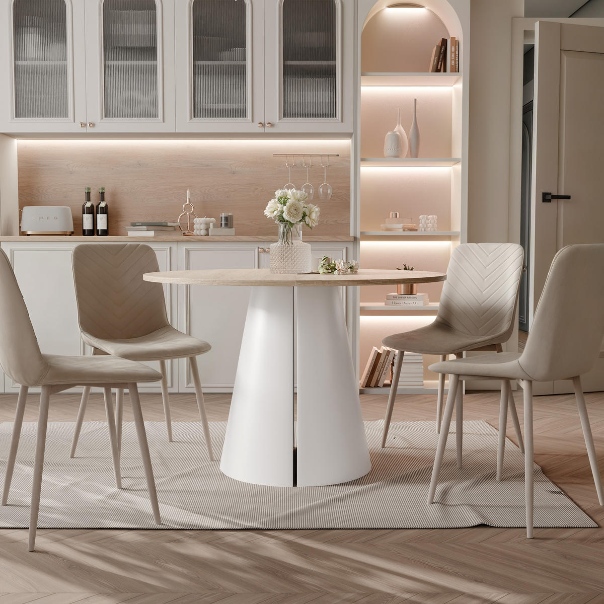 AUSZIEHTISCH BASE 100-176/76 cm, Weiß / Sonoma-Eiche - Weiß/Sonoma Eiche, Holzwerkstoff/Metall (100/100/76cm) - Idohome